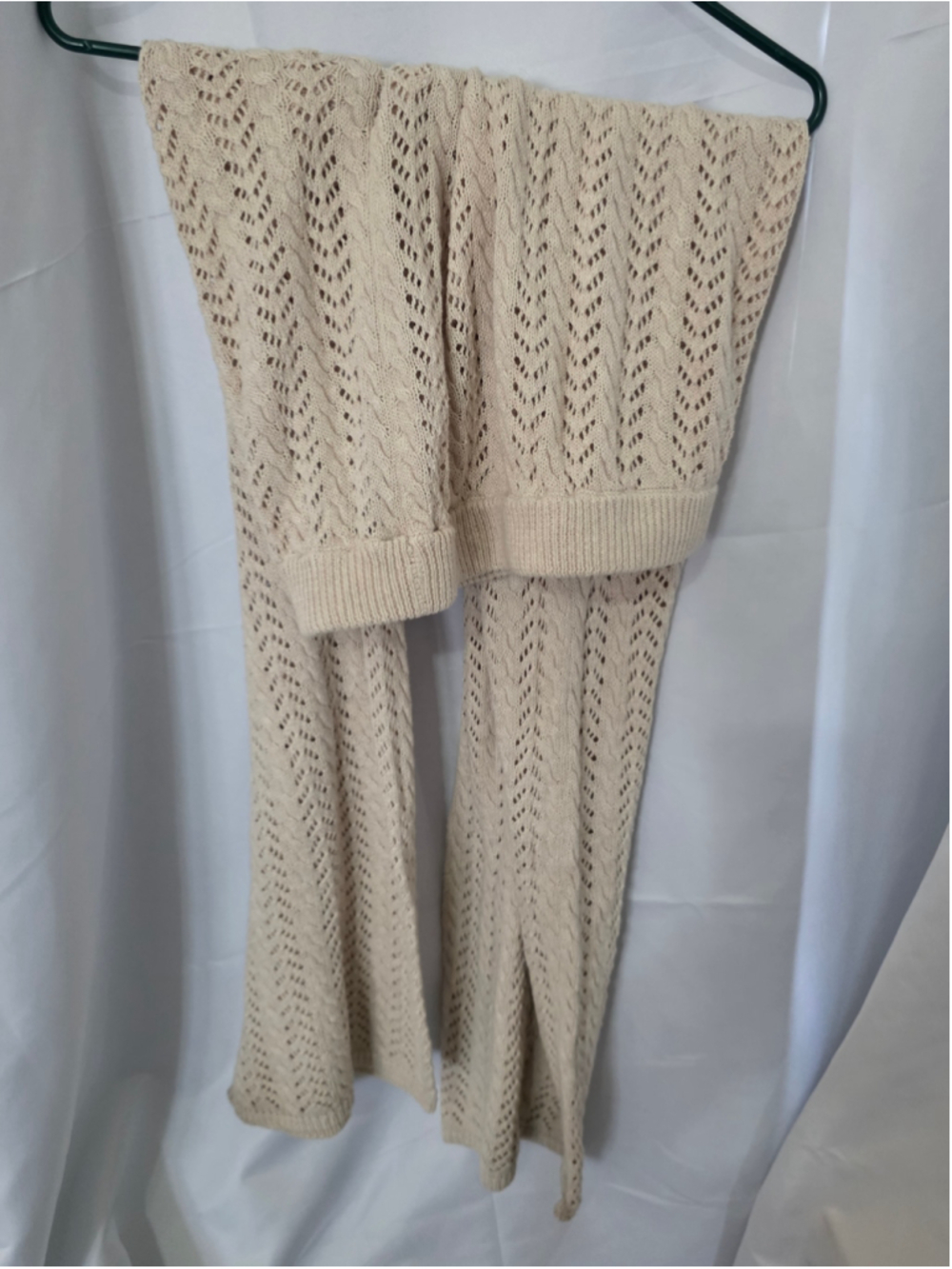 Women's Lulus Knit Flare Pants Size S Beige cottagecore comfy chic fall coverup - Picture 8 of 8